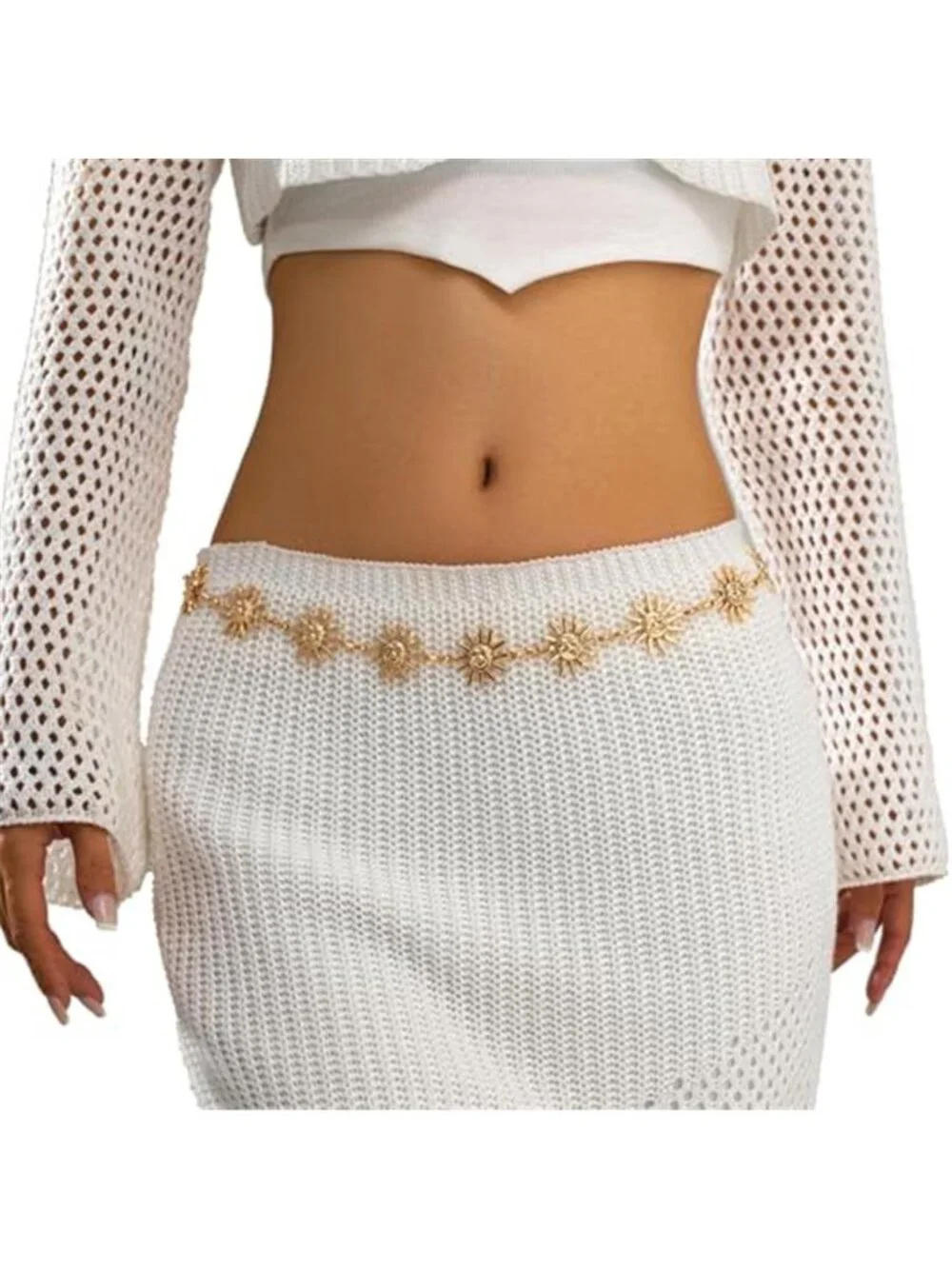 Metal Sunflower Waist Chain Belt Bikini Sun Waist Chains Jewelry Summer Beach